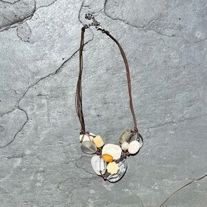 Mixed Stone + Carved Flower Necklace, Silpada Retired Design